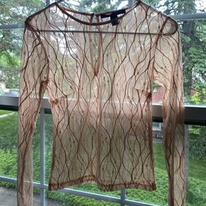 see through pink mesh long sleeve